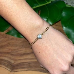 14k Gold plate beautiful bracelet with heart crystal
